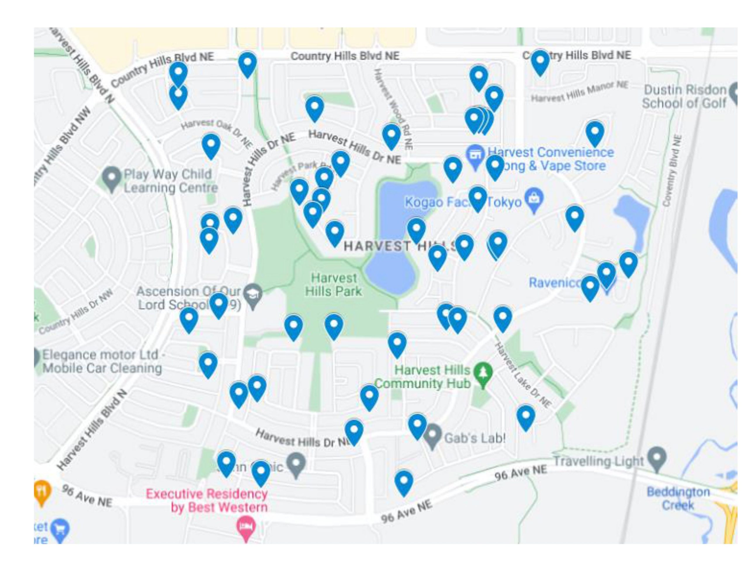 Harvest Hills Parade of Garage Sales map